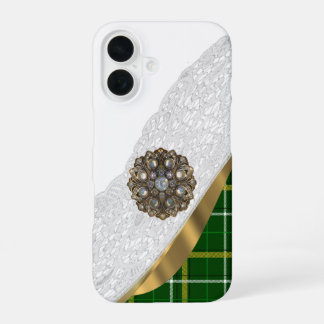 グリーンタータンチェック格子板 iPhone 16ケース
