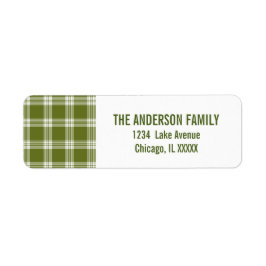 グリーンタータンチェック格子状クリスマス住所 シール