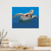 グリーンタートルウッドカット ポスター (キッチン)