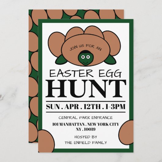 グリーンタートルエッグ、イースターエッグ狩り 案内状 (正面/裏面)