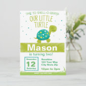 グリーンタートル誕生日招待状 招待状 (スタンド正面)