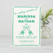 グリーンタ描イズシャンパ結婚ーニュ 招待状 (スタンド正面)