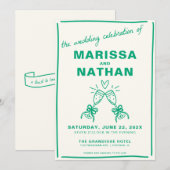 グリーンタ描イズシャンパ結婚ーニュ 招待状 (正面/裏面)