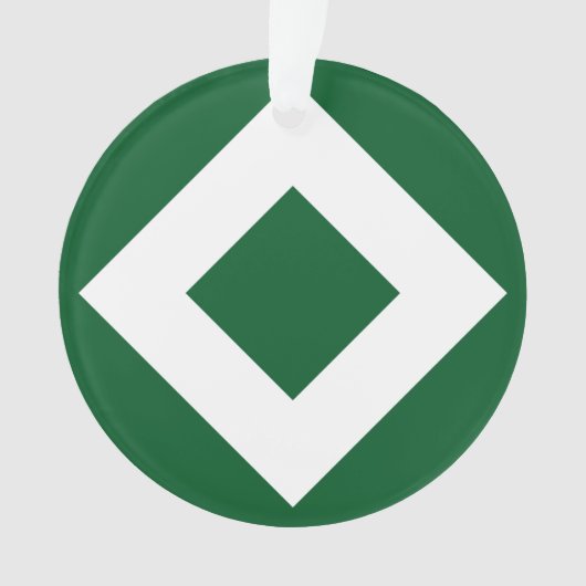 グリーンダイヤはっきりしたモンド縁ど白 オーナメント (正面)