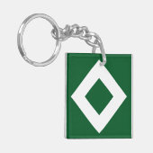 グリーンダイヤはっきりしたモンド縁ど白 キーホルダー (正面左)