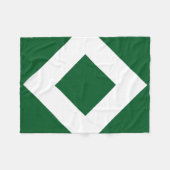 グリーンダイヤはっきりしたモンド縁ど白 フリースブランケット (正面(横))