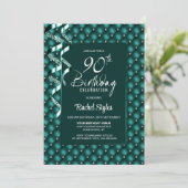 グリーンダイヤモンドパターン90th誕生日パーティー 招待状 (スタンド正面)