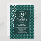 グリーンダイヤモンドパターン95th誕生日パーティー 招待状 (正面)