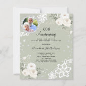 グリーンダイヤモンド花模様60結婚式招待状 (正面)