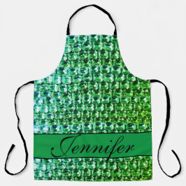 グリーンダイヤモンド、グリーンジェムストーンジュエリーパターン エプロン