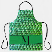 グリーンダイヤモンド、グリーンジェムストーンジュエリーパターン エプロン (正面)