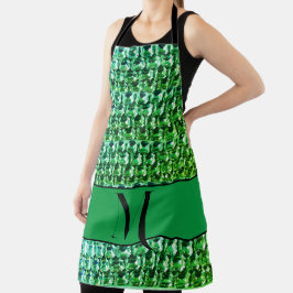 グリーンダイヤモンド、グリーンジェムストーンジュエリーパターン エプロン