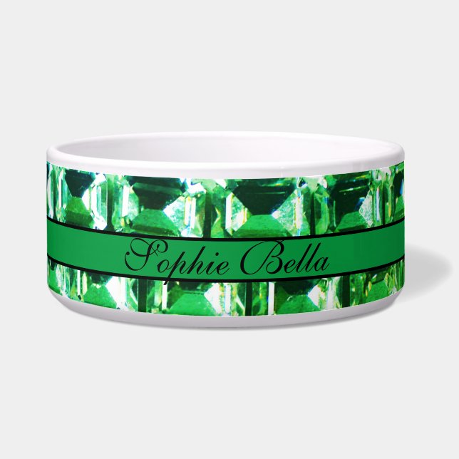 グリーンダイヤモンド、グリーンジェムストーンジュエリーパターン ボウル (正面)