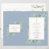 グリーンダスティブルーバプテスマ《キリスト教》洗礼式や命名式プログラム (正面/裏面)
