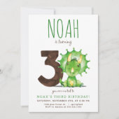 グリーンダノサード誕生日招待状 招待状 (正面)