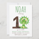 グリーンダノファースト誕生日招待状 招待状 (正面)