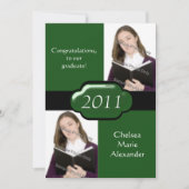 グリーンダブルフォト卒業パーティー招待状 招待状 (正面)