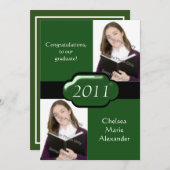 グリーンダブルフォト卒業パーティー招待状 招待状 (正面/裏面)