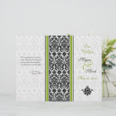 グリーンダマスクとブラックダマスクの結婚式プログラム (スタンド正面)