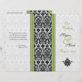グリーンダマスクとブラックダマスクの結婚式プログラム (正面/裏面)