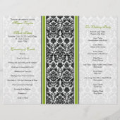 グリーンダマスクとブラックダマスクの結婚式プログラム (裏面)