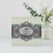 グリーンダマスククラウンリトルプリンスボーイベビーシャワー 招待状 (スタンド正面)