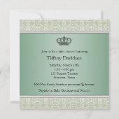 グリーンダマスククラウンリトルプリンスボーイベビーシャワー 招待状 (裏面)