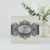 グリーンダマスククラウンリトルプリンスボーイベビーシャワー 招待状 (スタンド正面)