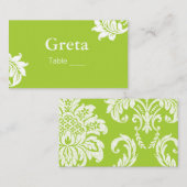 グリーンダマスクテーブル座席表ホルダー プレイスカード (正面/裏面)