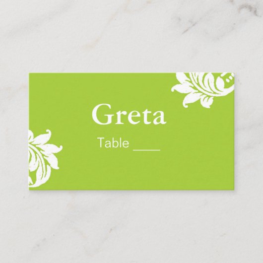 グリーンダマスクテーブル座席表ホルダー プレイスカード (正面)
