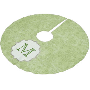 グリーンダマスクレースモノグラムイニシャルツリースカート ブラッシュドポリエステルツリースカート