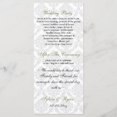 グリーンダマスク結婚式プログラム プログラム (裏面)