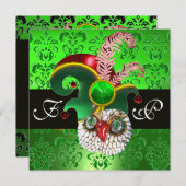 グリーンダマスク、ジュエルオウル、エルフハット、ダイヤモンドフェザーズ 招待状 (正面/裏面)