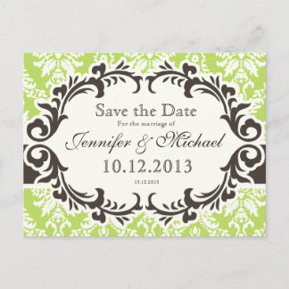 グリーンダマスク Save the Date ポストカード