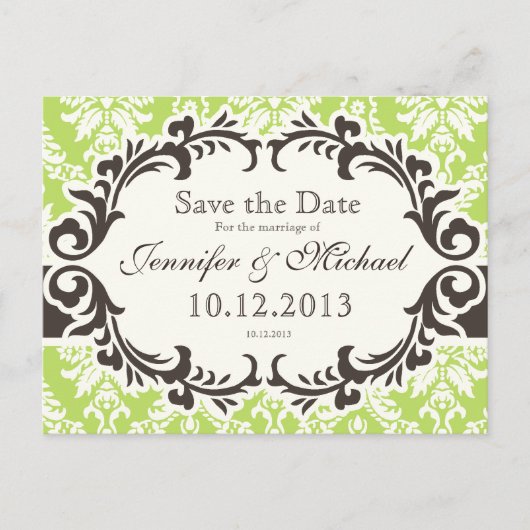 グリーンダマスク Save the Date ポストカード (正面)