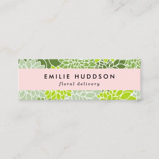 グリーンダリア花、花屋、花屋 スキニー名刺 (正面)