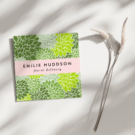 グリーンダリア花、花屋、花屋 スクエア名刺