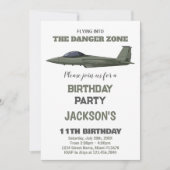 グリーンダーク戦闘機ジェット誕生日招待状 招待状 (正面)