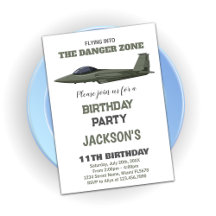 グリーンダーク戦闘機ジェット誕生日招待状
