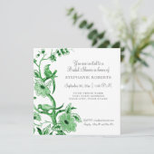 グリーンチノイスリーフローラ水彩ブライダルシャワー 招待状 (スタンド正面)