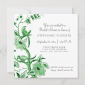 グリーンチノイスリーフローラ水彩ブライダルシャワー 招待状 (正面)