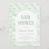 グリーンチノワセリートイレデジュウイ赤ちゃんシャワー 招待状 (正面/裏面)