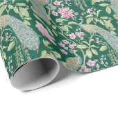 グリーンチャイノアイセリーピーコックのフローラエレガント分離 ラッピングペーパー (ロールコーナー)