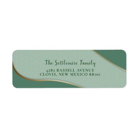 グリーンチャイノジュリー抽象芸術雲パターン金ゴールド線 ラベル (正面)