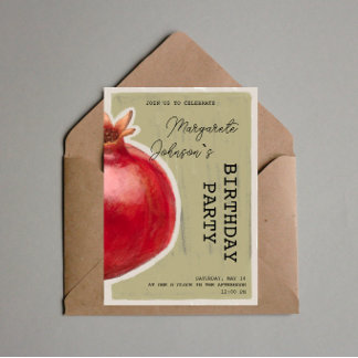 グリーンチョークざくろ誕生日招待状 招待状