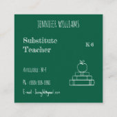 グリーンチョークボード教育者広場ビジネスカード スクエア名刺 (裏面)