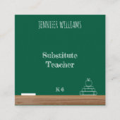 グリーンチョークボード教育者広場ビジネスカード スクエア名刺 (正面)