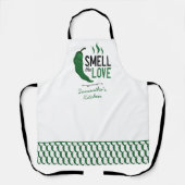 グリーンチリが愛のエプロンの匂いを嗅ぐ エプロン (正面)