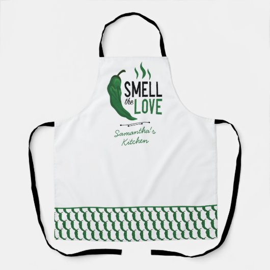 グリーンチリが愛のエプロンの匂いを嗅ぐ エプロン (正面)