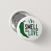グリーンチリが愛の匂いを嗅ぐ 缶バッジ (正面&裏面)